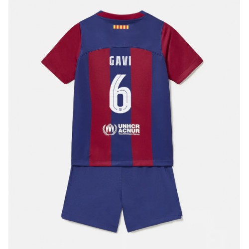 Barcelona Paez Gavi #6 Hemmakläder Barn 2023-24 Kortärmad (+ Korta byxor)